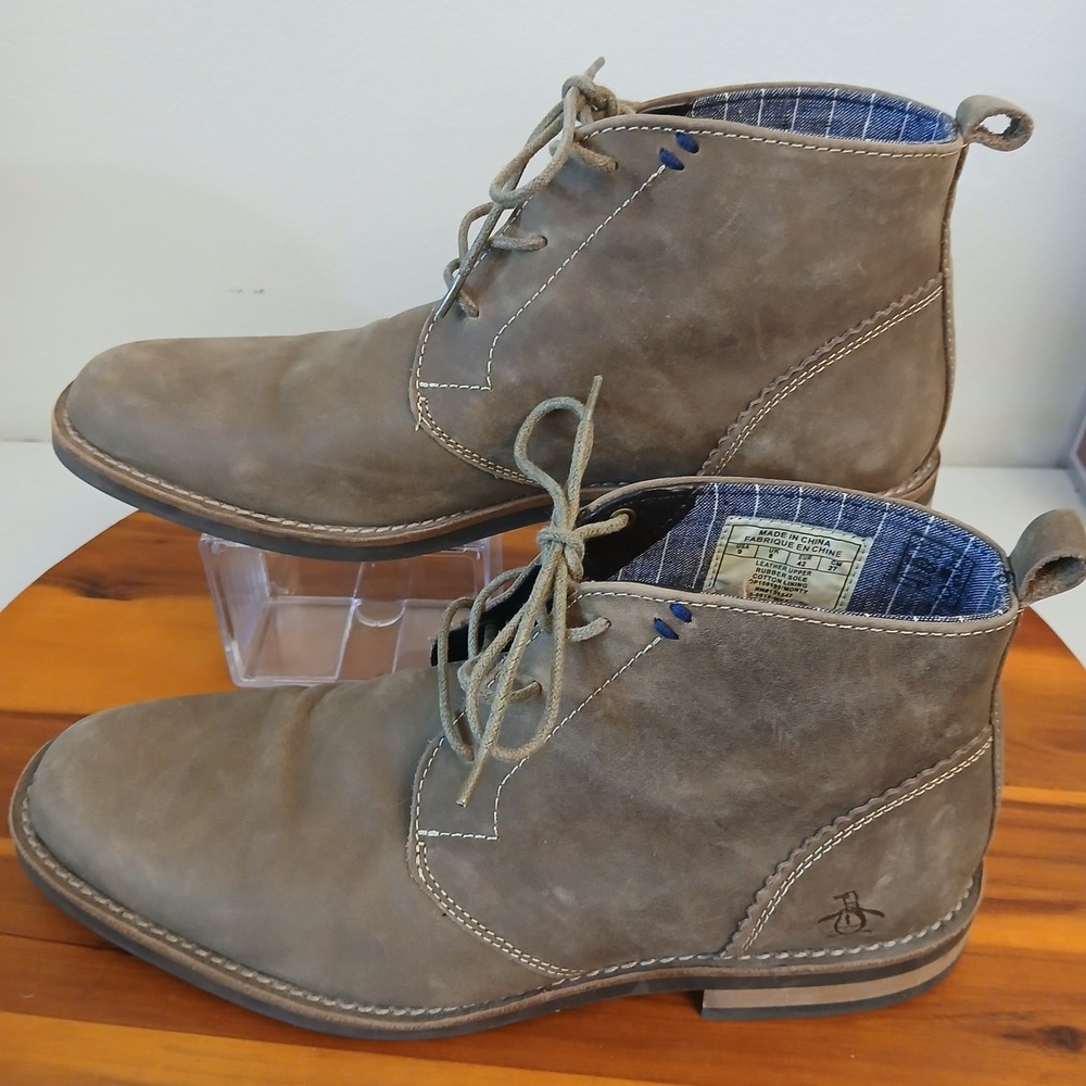 Original Penguin Monty Boots Mens 9 Brown Brown Leather Chukka OP100199
